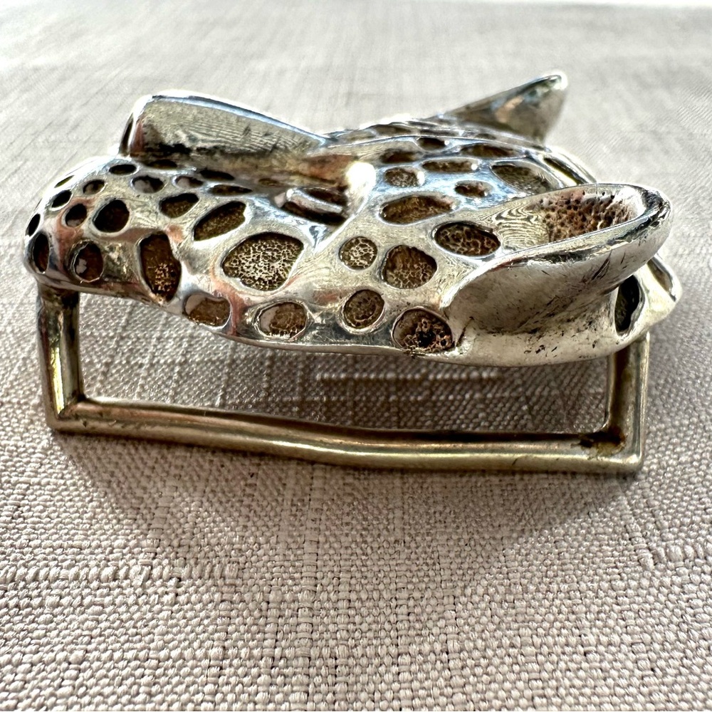 Solid sterling silver leopard face belt buckle be… - image 5
